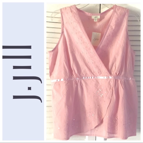 SOLD - NEW J. JILL Faux WRAP Pink TOP Blouse - Picture 7 of 7